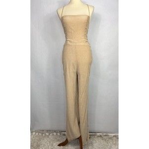 House of Harlow 1960 x Revolve Madeline Jumpsuit Womens Large Cream White Ribbed